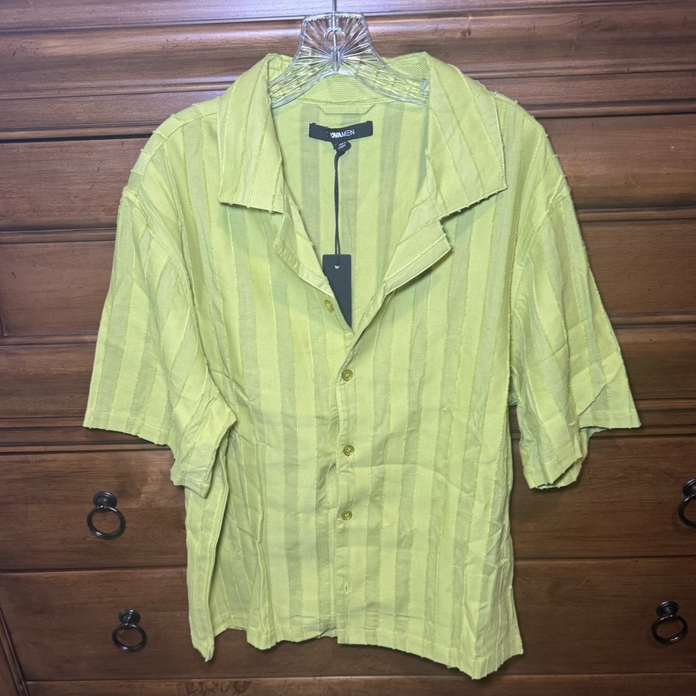 Yellow Striped Button-Up Shirt